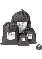 Aiwanto 4pcs/sets Waterproof Drawstring Pouch Storage Bags Travel Shoe Laundry Cosmetic (Coffee)