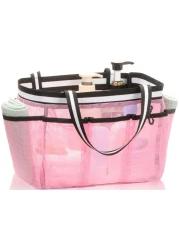 Ocim XL Large Shower Caddy Portable Mesh Shower Tote Bag Collapsible for College Dorm Camp Gym Outdoor - Pink