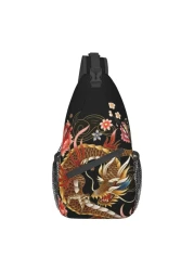 ASYG Chinese Dragon Pattern Sling Bags for Men Crossbody Shoulder Chest Bags Casual Sports Bag for Travel Hiking Gym