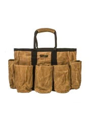Readywares 14" Waxed Canvas Supply Bag/Garden Tool Tote/Cleaning Organizer Bag/Mobile Bar Bag/Versatile Storage Tote With Pockets/Utility Bag with Heavy Duty Handles