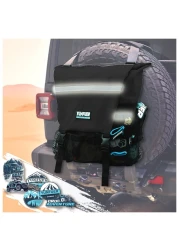 YUNFUER Spare Tire Trash Bag, Heavy Duty Tailgate Trash Bag, Fit up to 40'' Tire, Ultimate Organizer for Off Road, Large Capacity Cargo Spare Tire Storage Package for Truck, SUV or Car (Black)