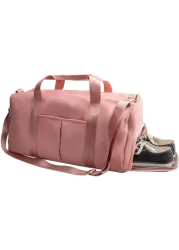 MahMir Gym Bag with Shoes and Waterproof Pocket (Pink)