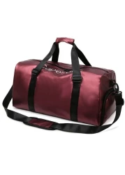 Mei Homecenter Large Capacity Unisex Sports Gym Travel Duffle Bag with Shoulder Strap, Red Wine