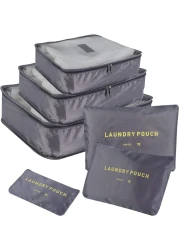 6pcs/set Lightweight Travel Bags Men and Women Cubes Gray