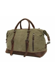 Berchirly Travel Bags Men Military Canvas Leather Large Tote Duffle Bag Carry-on Luggage Weekend Handbag