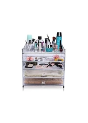 صندوق مجوهرات أكريليك شفاف من خمس طبقات بتصميم زيادة الطبقة السفلية يناسب معظم منظم المكياج من الأكريليك المخفي ومنظم المكياج التجميلي ، صندوق تخزين كونترتوب ، حامل فرشاة