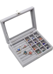 2 in 1 velvet Jewelry Box Ring Earring Organizer Holder Stackable Display Showcase Lockable Jewelry Storage Tray Accessory Organizer gifts for Girls Women