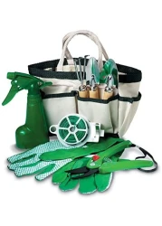 Other 7 Pcs Garden Tools In One Bag, Includes Harrow, 2 Spades, Gloves, Watering Can, Wire And Scissors