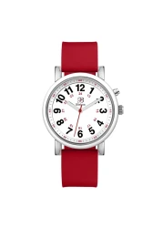 Blekon Original Light Up Dial Nurse Watch &ndash; Various Medical Scrub Colors, Easy to Read, Military Time with Second Hand, Silicone Band, Water Resistant Watch RED