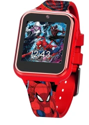 Accutime Kids Marvel SpiderMan Red Educational Touchscreen Smart Watch Toy for Boys Girls Toddlers Selfie Cam Learning Games Alarm Calculator Pedometer and More Model SPD4667AZ