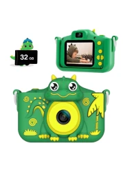MYLORFUL Kids Camera, Cartoon Dinosaur Selfie Digital Camera Toys for Kids, Christmas Birthday Gifts for Boys Girls Age 3 4 5 6 7 8 9 10 11 12 Years Old, 32GB SD Card Included