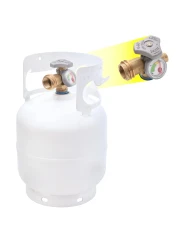 Flame King YSN5LB-GAUGE 5lb Steel Propane Tank Cylinder with Gauge and OPD Valves for Grills and BBQs, Camping, Fishing, &amp; Outdoor Activities, White