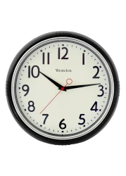 Westclox 1950's Retro Wall Clock for Men and Women, Vintage Quartz Battery Operated Decorative Wall Clock, Large Easy-to-Read Numbers (Black, 12")