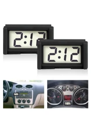 2 Pcs Mini Digital Clock Small Magnetic Clock Car Dashboard Clock Stick on Clock Self Adhesive Bracket Digital Clock Battery Operated Automotive Stick On Watch for Air Vent (Black 2)