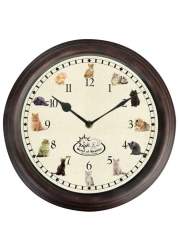 Esschert Design Cat Sounds Wall Clock - Round Battery Operated Meowing Cat Clock
