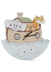 Mark Feldstein &amp; Associates Precious Moments Noah's Ark Soft Pastel 11 x 11 MDF Wood Hanging Wall Clock