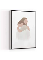 LARGE CANVAS ART PICTURES,wall frames for living room ,Christ's Embrace (Brown) Paper Print, LDS Temple, Watercolor Jesus, LDS Art,8''x12'' Framed Modern Canvas Wall Art,