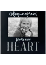 Malden International Designs Laser Cut Industrial Expressions Forever In My Heart Silkscreen Design and Laser Cut Galvanized Metal Accent Picture Frame, 4x6, Black