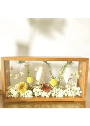 Shadow Photo Frame,Wooden Double-Sided High-Definition Plexiglass Storage Box, DIY Display Box, Suitable for Dried Flowers, Specimens, Handicrafts, Souvenirs and Photos Collection (Wood Color)