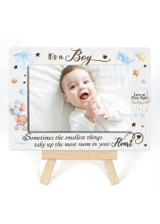 New Baby Gift, Baby Picture Frame For Boy , Sometime The Smallest Thins Take Up The Most Room In Your Heart Photo Frame, Newborn Picture Frame For Parents, Tabletop Picture Frame With Easel (A26)