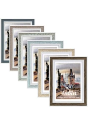4x6 Picture Frame Set of 6, Rustic Farmhouse Photo Frame, Display 3.5x5 with Mat or 4x6 Without Mat for Decorative on Wall Hanging and Tabletop Placement