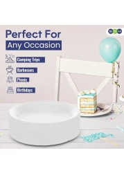 SNH Packing Foam Plate White 7 Inch Disposable, Tableware, Birthday Parties, Office, Home Events, Camping - 25 Pieces.