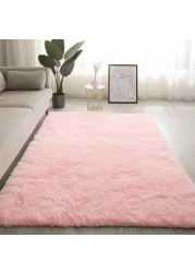 Mei Lifestyle Modern Wool Fluffy Floor Mat Carpet With Anti Slip High Pile Bottom With Upgraded Foam (Size 120&times;160cm)