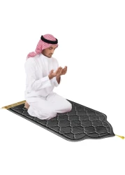 Embossed Dome Style Prayer Mat Grey Anti-Slip Velvet Top Islamic Prayer Mat New Design Sajadah Padded Prayer Rug for Men Women Eid Gift Ramadan 70x110 cm
