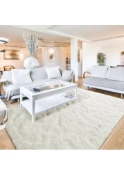 Terrug Fluffy Large Area Rugs for Living Room Bedroom Cream 4x6 Rug Washable Shag Carpet Super Soft Fuzzy Plush NonSlip Cute Modern Kids Rug for Nursery College Dorm Classroom Kids Room Home Decor