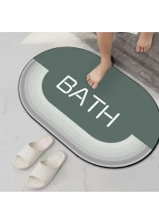 سجادة حمام دياتوم طين مضادة للانزلاق بتصميم مطبوع أنيق وفائق الامتصاص مع مادة ناعمة (50X80)