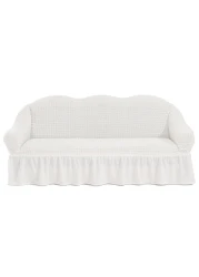 Fabienne Turkish Stretchable Sofa Cover Three Seater White Free Size