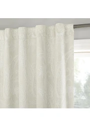 Sun Zero Pedra Paisley Embroidery 100 Blackout Back Tab Curtain Panel 40 x 96 Pearl White