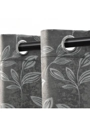 SUPERIORSUPERIOR Leaves Blackout Curtain Set of 2 Thermal Insulated Panel Pair with Grommet Top Header Beautiful Leaf Jacquard Room Darkening Drapes Available in 4 Lengths Nickel Black 52x96 Each