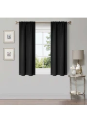 Superior Blackout Curtains Room Darkening Bedroom Drapes Kitchen Living Room Window Accents Sun Blocking Thermal 2 Pack Rod Pocket Solid Blackout Curtains Set of 2 26 x 63 Black