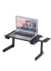 Generic Foldable Laptop Table Stand Vented Computer Desk Bed Lap Tray 360 Degree Adjustable With Mouse Pad Cooling Fans