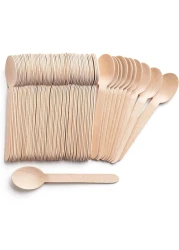 Lavish 50 Pcs Eco-Friendly Everyday Use Bamboo Disposable Wooden Spoons Set