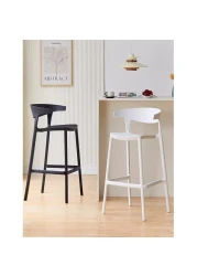 Jeffcoco Furniture Bar Stool, High Bar Chair Leisure Chair Bar Stool Outdoor Chair Home Bar Stool Plastic Chair Outdoor 4 leg High Chair (White)