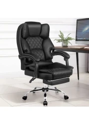 Karnak Executive Office Gaming Chair PU Leather 360 Swivel, Diamond Pattern Stitching High Back With Tilt Lock Mechanism, Soft Foam &amp; Well Padded Backrest With Lumbar Support, Black