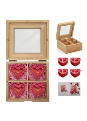 Jinou Valentine's day gift &ndash; Heart Shape Candles Encased in Premium Quality Bamboo box &ndash; Gift for Wife, Husband, Boyfriend and Girlfriend