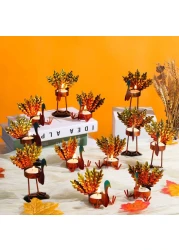 Sieral 12 Pieces Metal Turkey Tea Light Candle Holders Thanksgiving Candle Holder Turkey Candle Holder Holiday Candlestick for Thanksgiving Home Table Decoration Fireplace Centerpiece