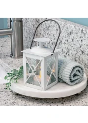 Kate Aspen Rustic Shelf Decor Luminous Vintage Tea Light Votive Candle Holders Metal Mini Decorative Lantern, Distressed White