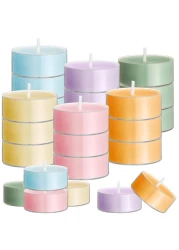 Conelist 24 Pack Colored Scented Tealight Candles Bulk Spring Small Fragrance Tea Lights in Clear Cups Colored Warmer Candles Aromatherapy Relaxing Mini Candles for Easter Holiday(Pastel Color)