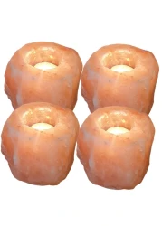 Salt Candle Tealight Holder Natural Shape Original Tea Light Holder Natural Rock Salt 2.1 lbs Each Candle - Pack of 4 Tea Light Holders from Punjab, Pakistan