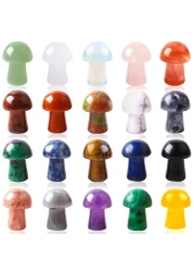 UFEEL20 Pcs Mini Crystal Mushroom Gemstone Sculpture Decor Carving Mushroom Polished Healing Crystal Cute Mushroom Stones for Home Garden Lawn Yard Decoration Meditation Flower Pot Decor