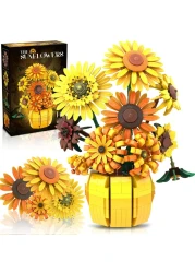 Flowers Building Sets for Adults, Van Gogh Prints Art Botanical Collection for Woman Girls 14+, Sunflowers Pot Bouquet Plants Kits Compatible with Lego Flowers, Home Decor/Christmas/Valentine, 11002
