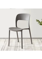 Jeffcoco Furniture Modern Mid Century Premium Plastic Chair,Curved Back Dining Chairs For Kitchen Garden Lounge Meeting Room,1PCS Grey