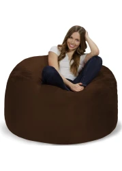 Comfy Seude All Season Luxurious Bean Bag with Filling - Dark Brown