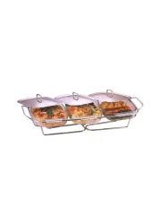Pyrex Food Warmers With Stand 1.5L Clear 3 PCS