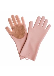 Generic-Magic Silicone Cleaning Gloves Heat Insulation Non-slip Dishwashing Glove Double-sided Wear Gloves For Home Kitchen