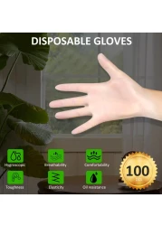 Generic-100 Pcs/Disposable Gloves Thick Powder-Free Rubber Latex Stretchy Gloves Sterile Food Safe Grade for Home Food Laboratory Use (XL)